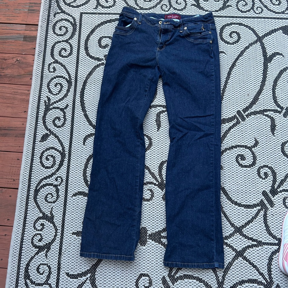 Baby phat blue jeans with adjustable zipper on ankles
